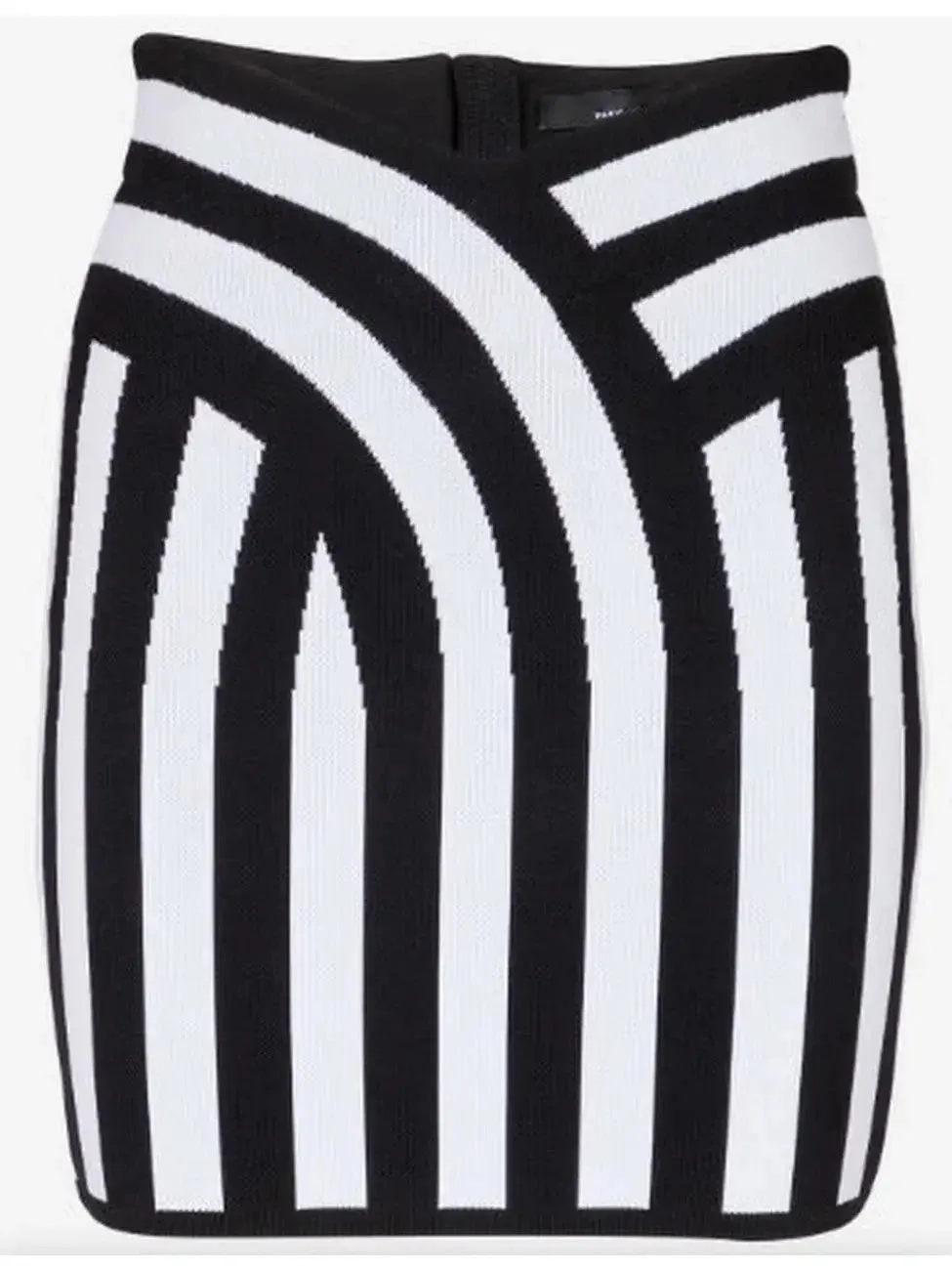 Black and White Short Striped Knit Skirt