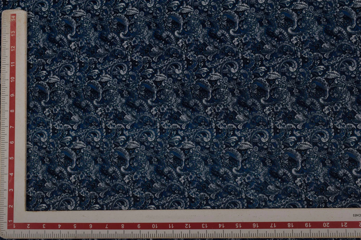 Blue Printed Velvet Fabric