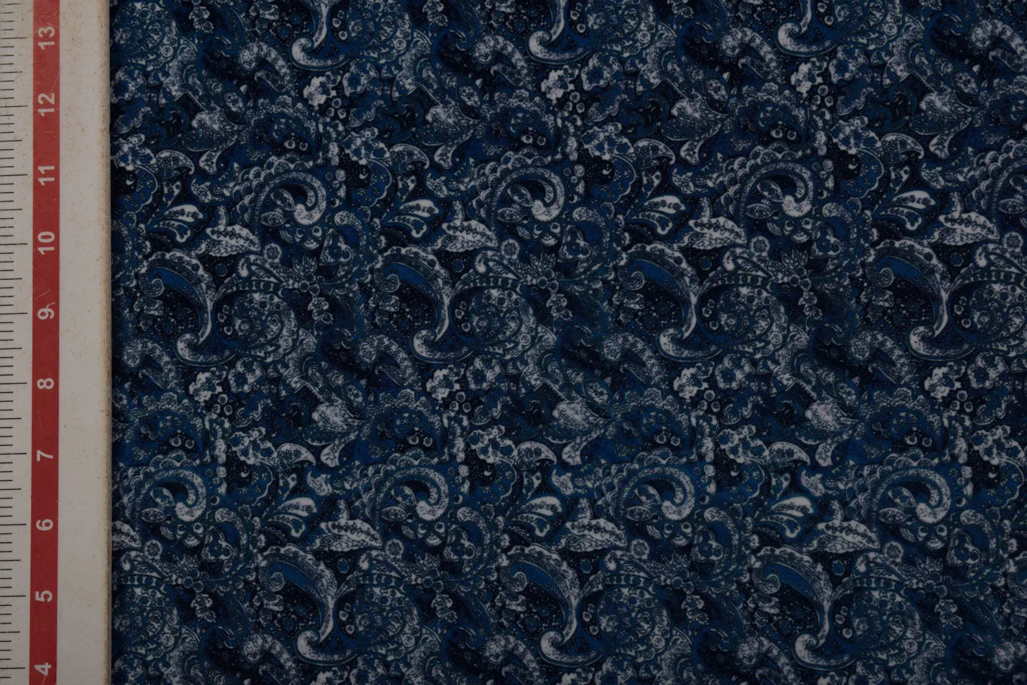 Blue Printed Velvet Fabric