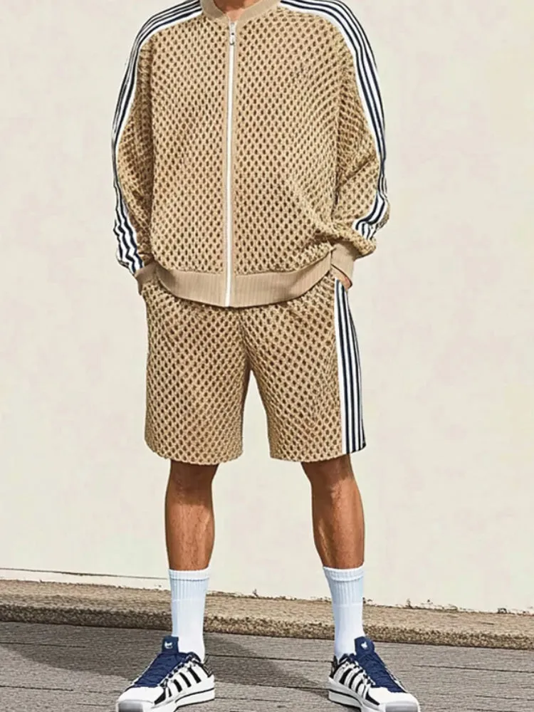 Breathable Mesh Knit Tracksuit Set