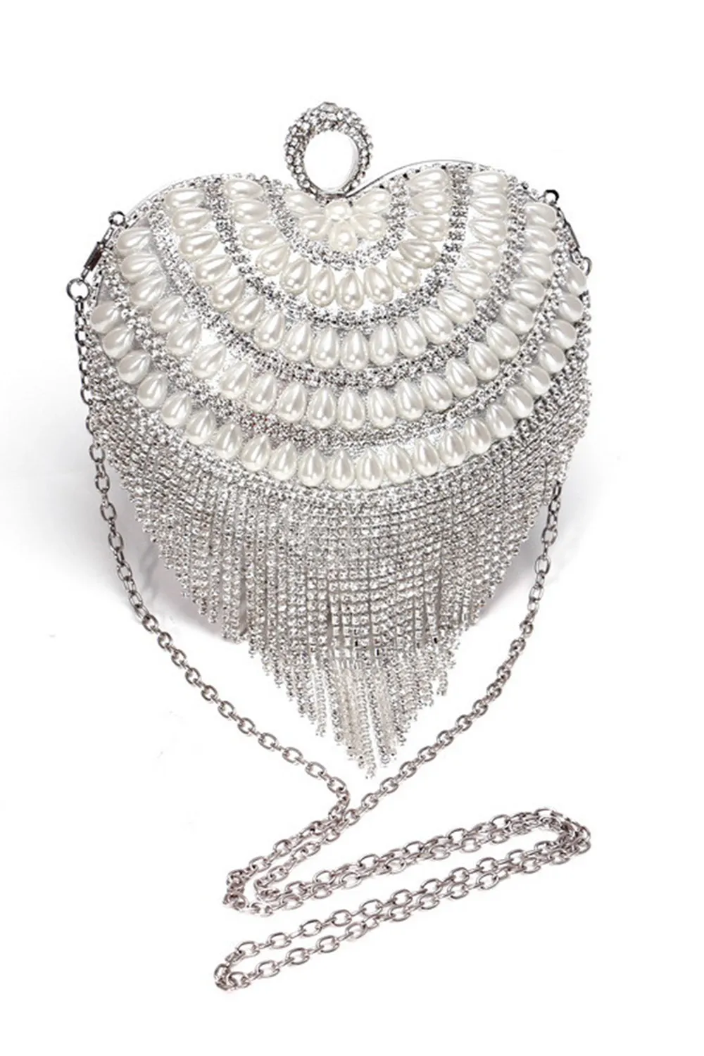 Champagne Beaded Pearls Party Clutch