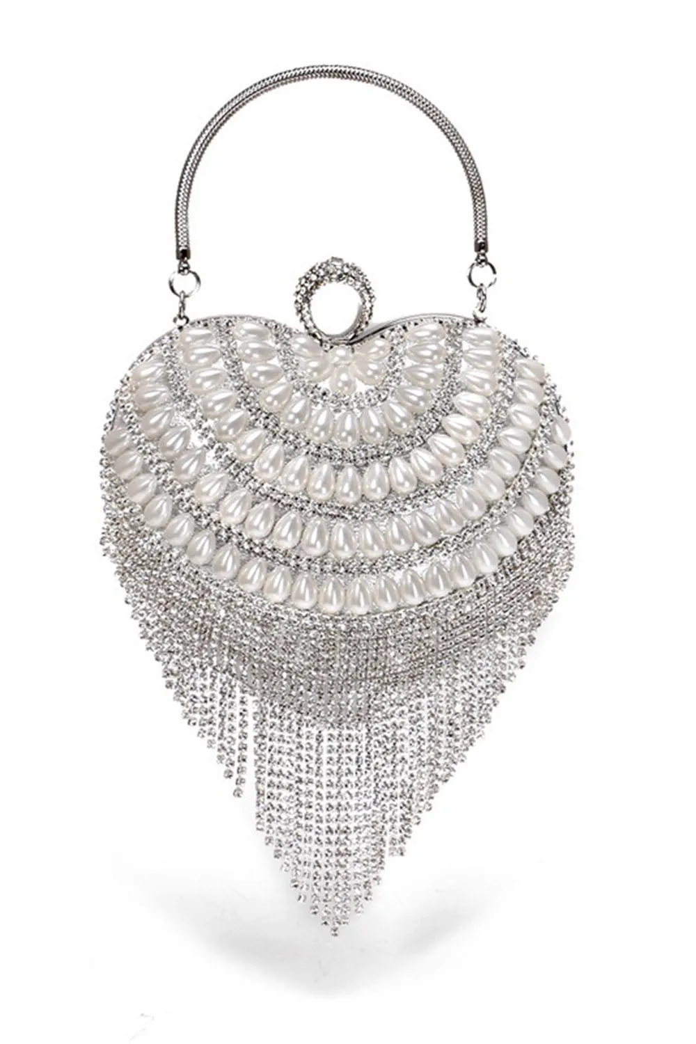 Champagne Beaded Pearls Party Clutch