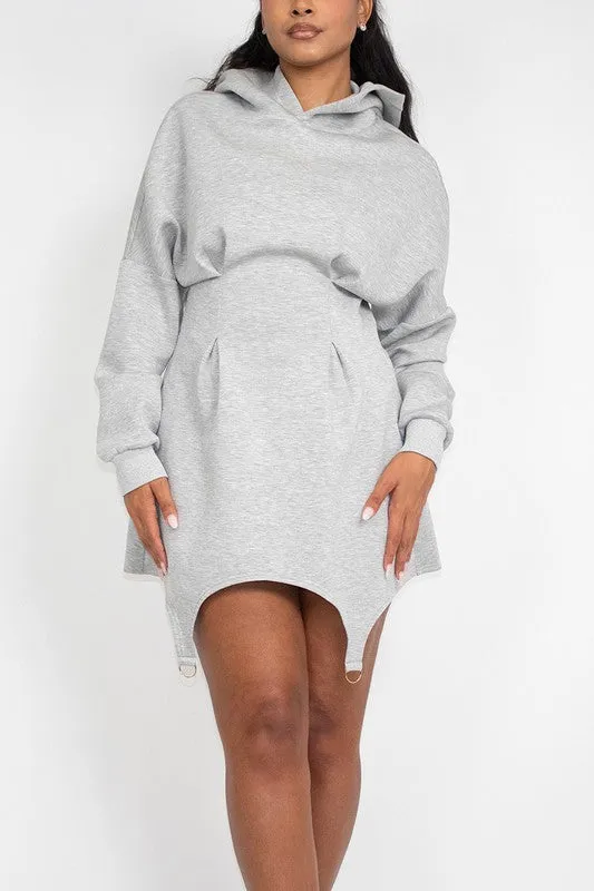 Chic & Cozy- Grey Hoodie Dress