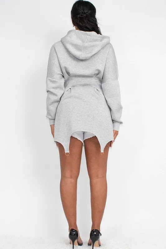 Chic & Cozy- Grey Hoodie Dress