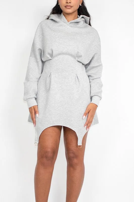 Chic & Cozy- Grey Hoodie Dress