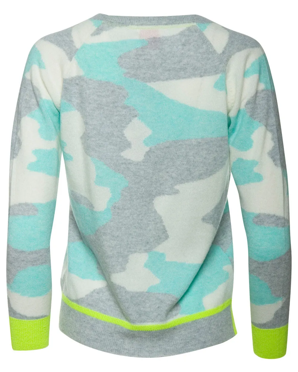 Grey and Aqua Coco Camo Crewneck Sweater