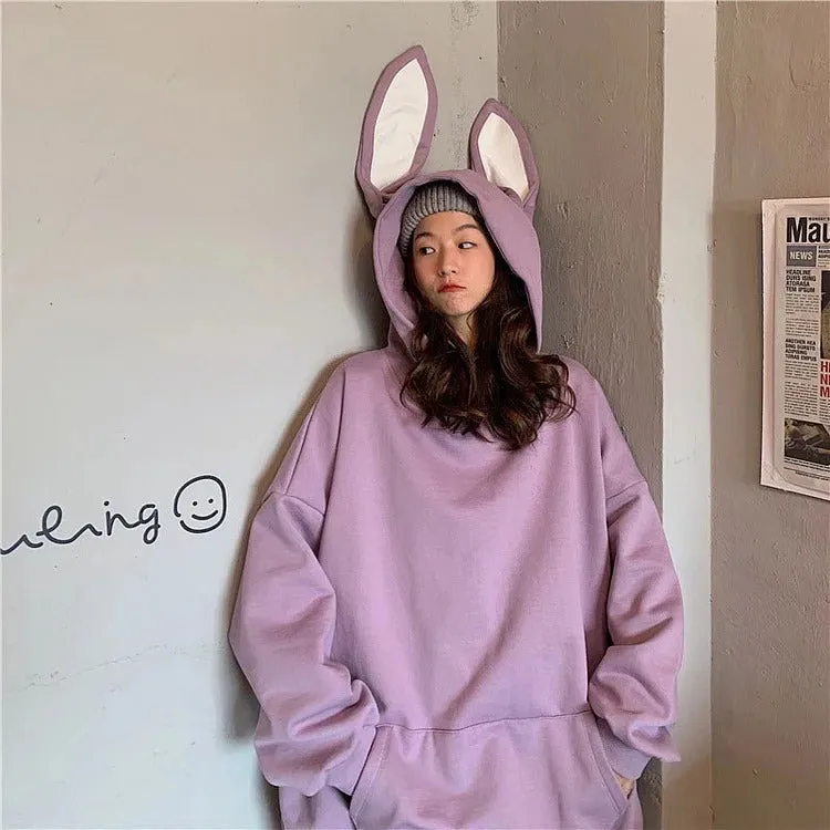 Harajuku Bunny Ears Hooded Sweatshirt - Cute and Cozy