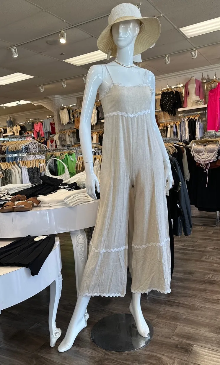 LINEN WIDE LEG JUMPUSIT