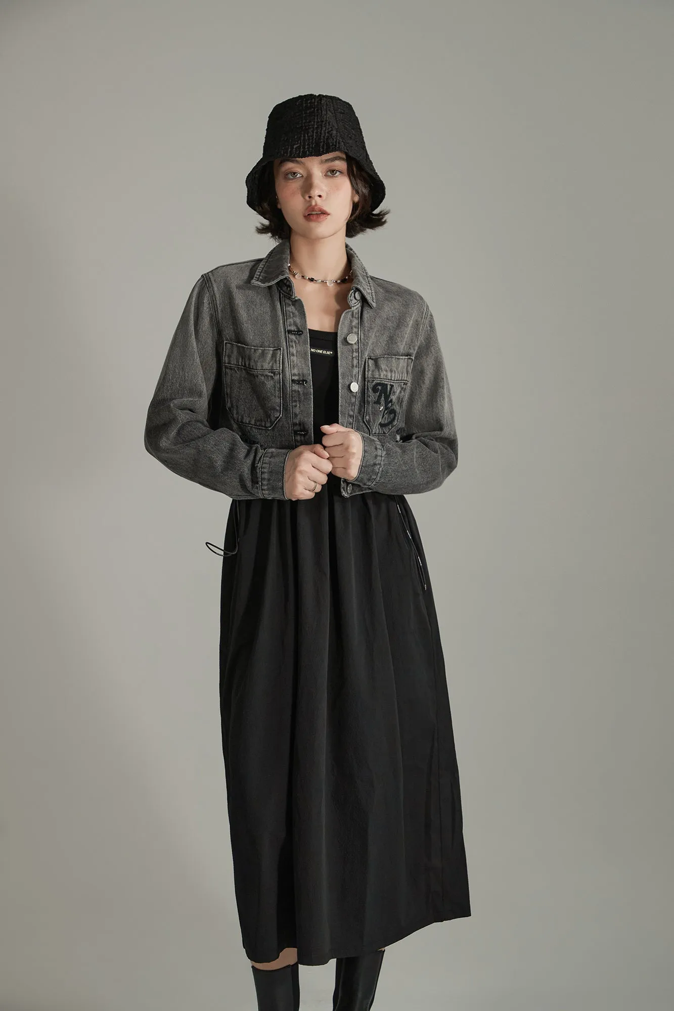 Logo Pocket Simple Long Dress