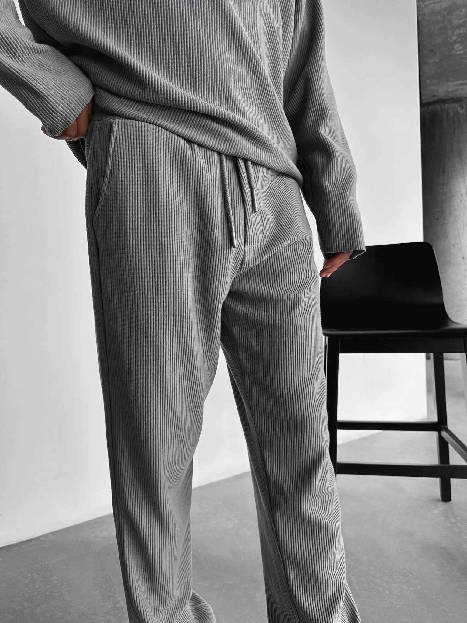 Loose Fit Cord Pant - Grey