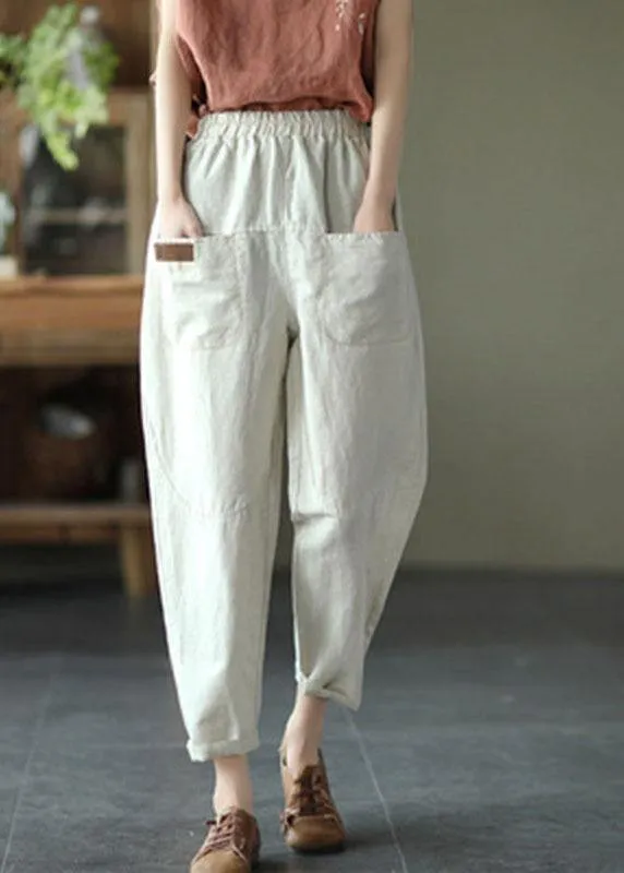 Loose Yellow Loose Casual Summer Pockets Pants