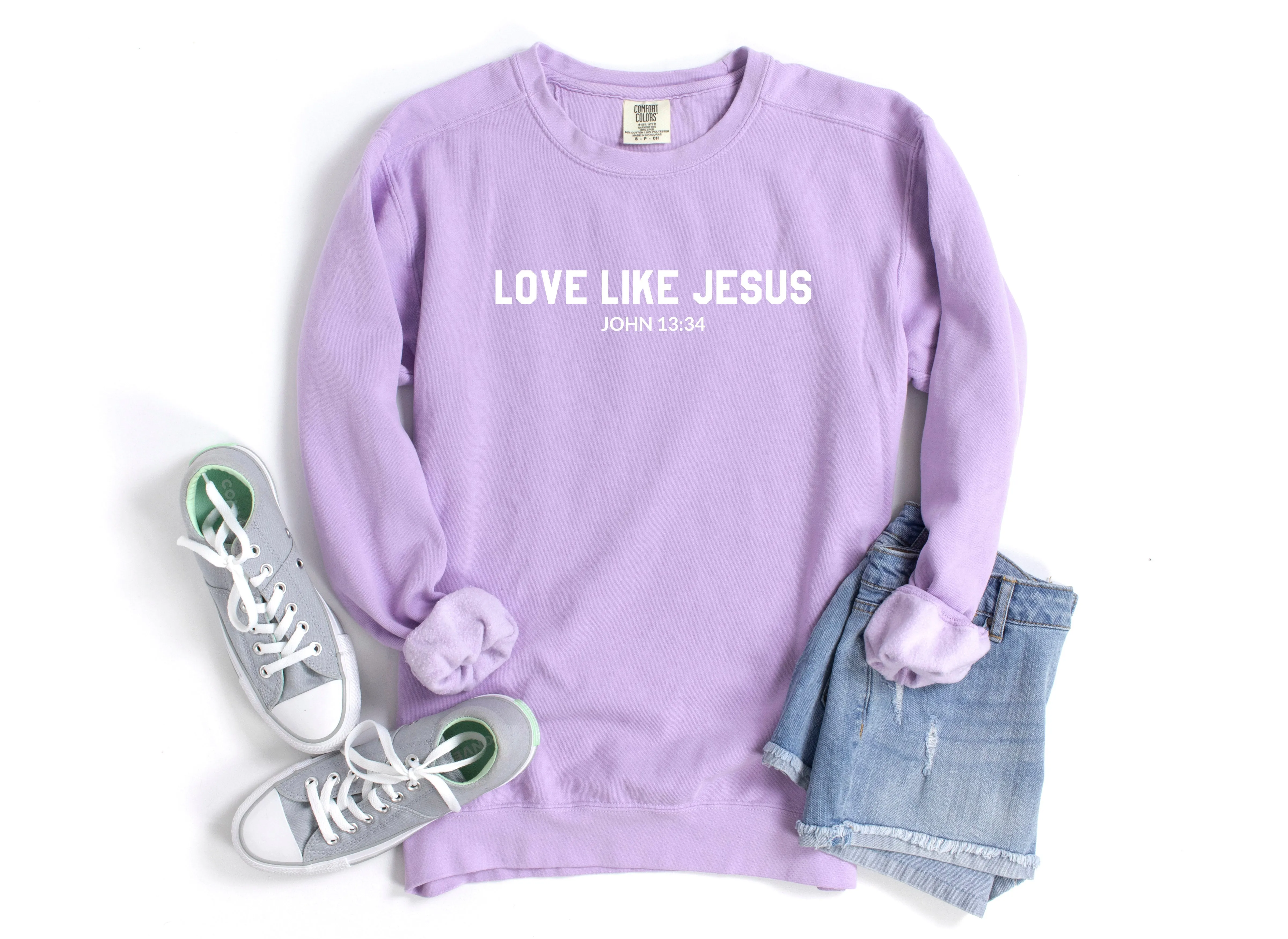 Love Like Jesus Christian Garment Dyed Comfort Colors Sweatshirt