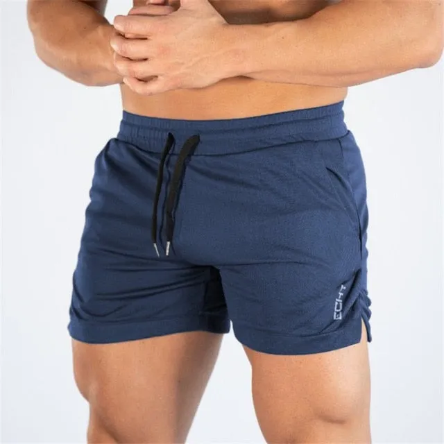 Male Fitness Bodybuilding brand shorts Mesh Breathable Quick-drying