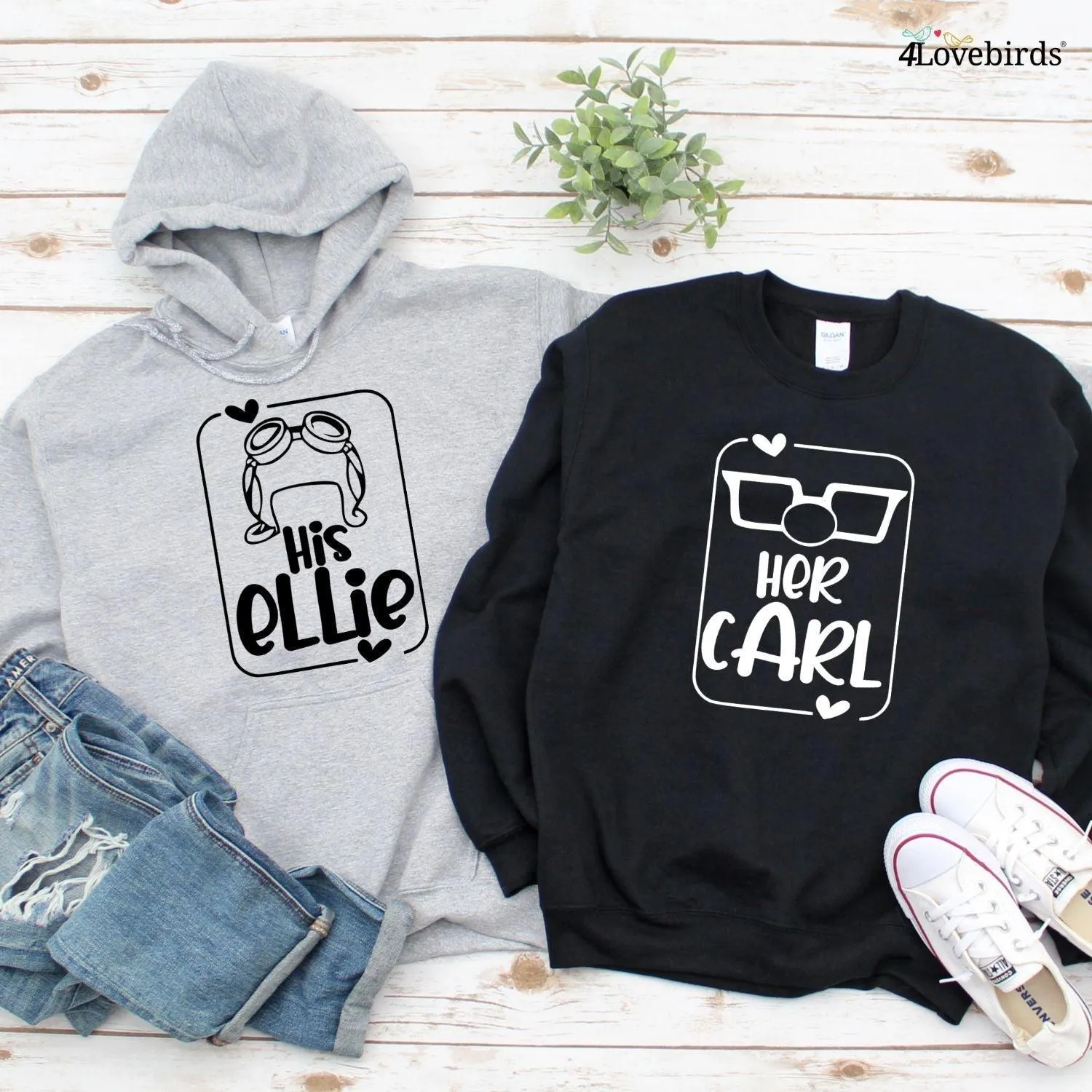 Matching Mr & Mrs UP Outfits for Couples: His Ellie & Her Carl Hoodies