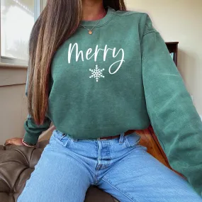 Merry Christmas Garment Dyed Comfort Colors Sweatshirt