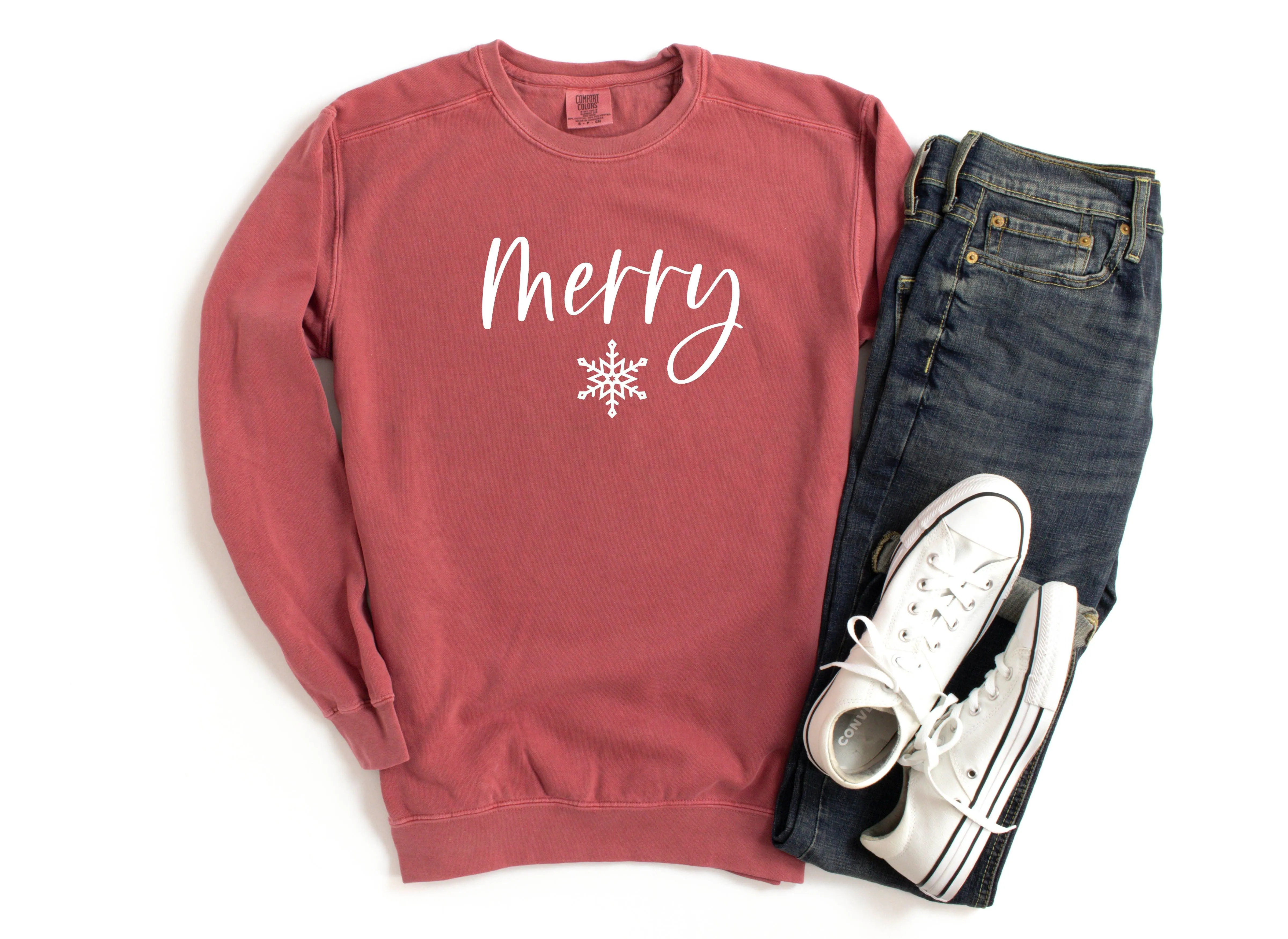 Merry Christmas Garment Dyed Comfort Colors Sweatshirt