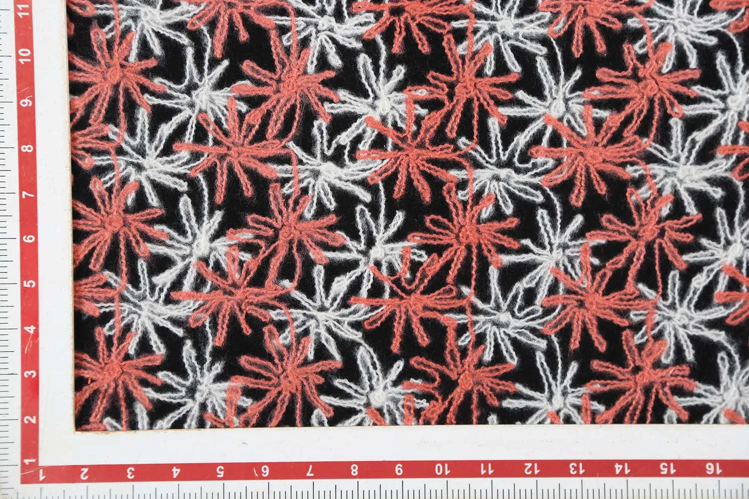 Multicolor Floral Embroidered Wool Fabric