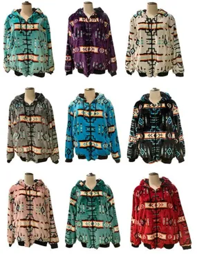 Native American Style Design Super Soft Adult Jackets With Sherpa lining