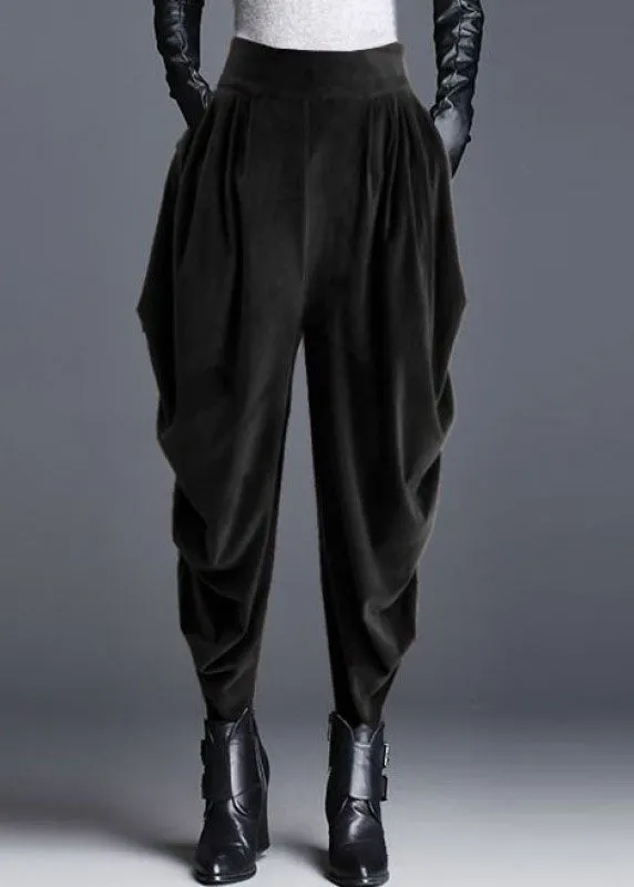 Natural Black Loose wrinkled Harem Fall Pants