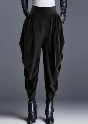 Natural Black Loose wrinkled Harem Fall Pants