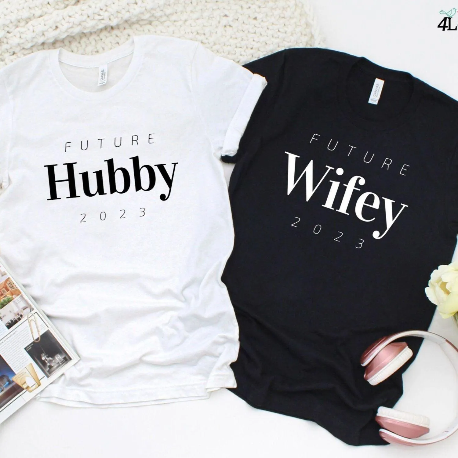 Personalized Future Hubby & Wifey Matching Outfits | Custom Fiancé & Fiancée Set with Year