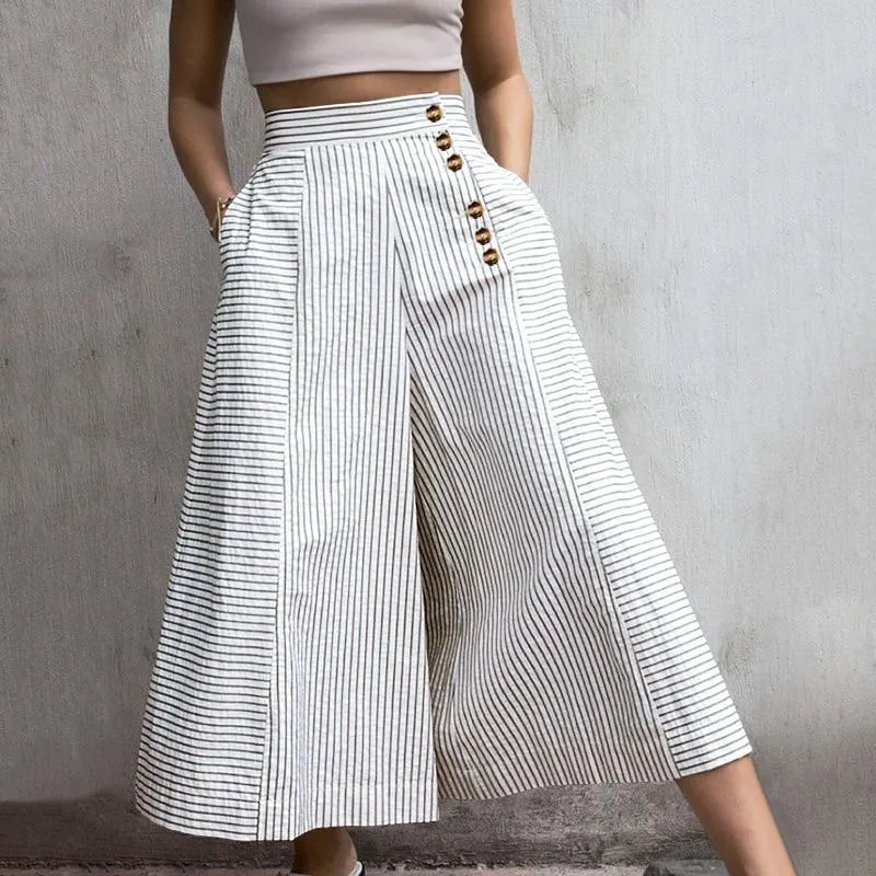 Retro Striped Casual Trousers