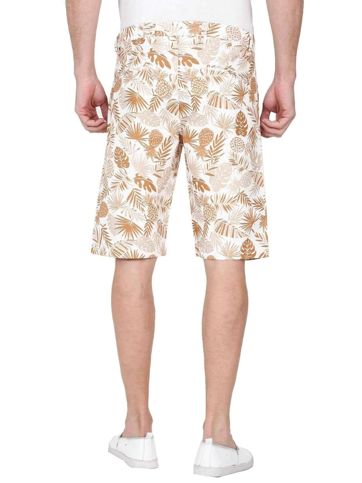 Rusty Men Tropical Leaf Printed Cotton Shorts