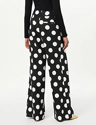 Sergio Hudson, Polka Dot Wide Leg Trourser, 8, Onyx & Ivory