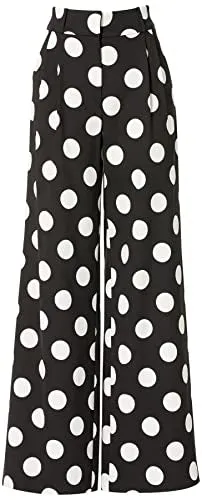 Sergio Hudson, Polka Dot Wide Leg Trourser, 8, Onyx & Ivory