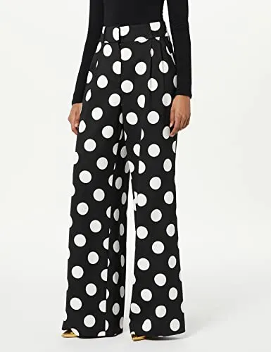 Sergio Hudson, Polka Dot Wide Leg Trourser, 8, Onyx & Ivory