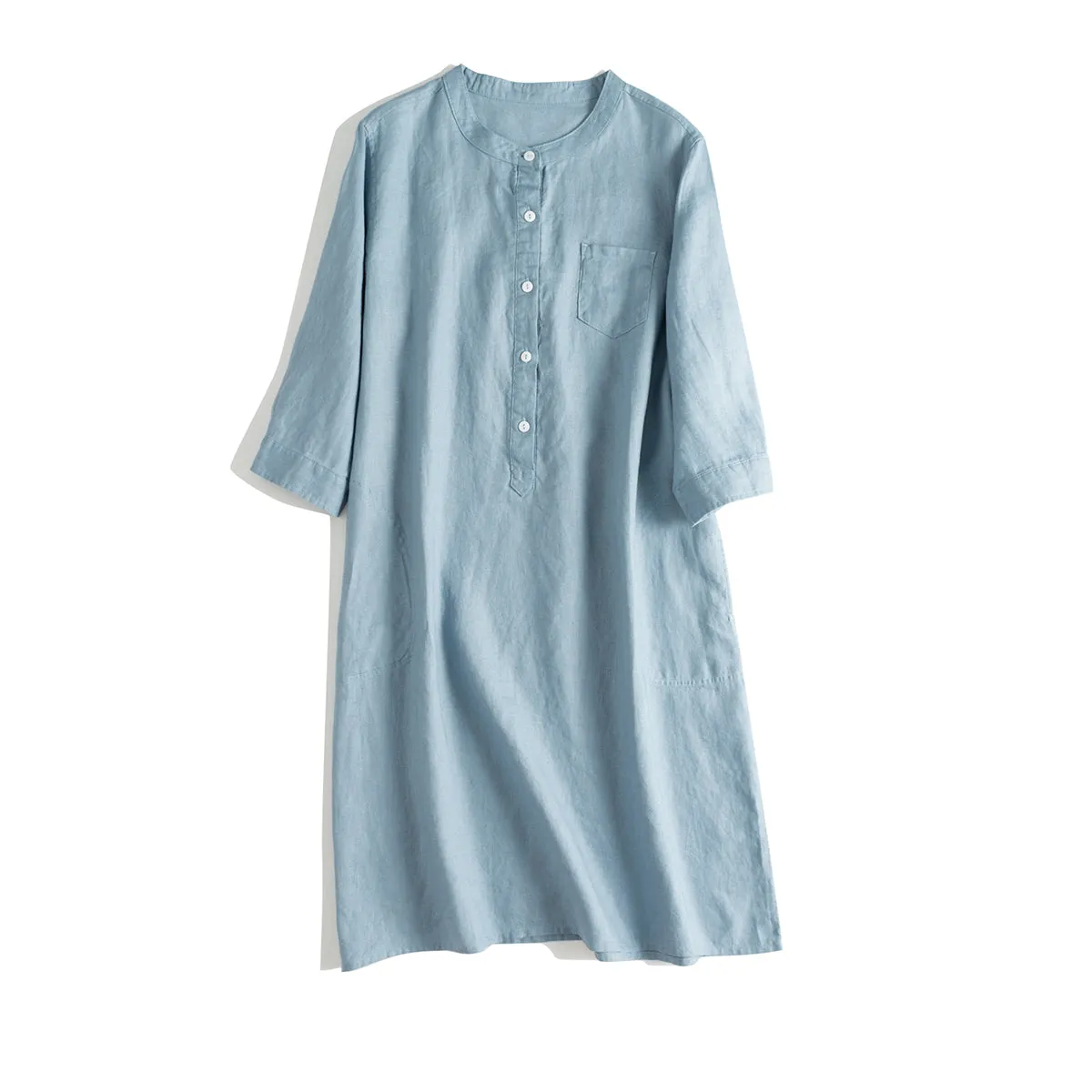 Simple Button Down Linen Dresses Women