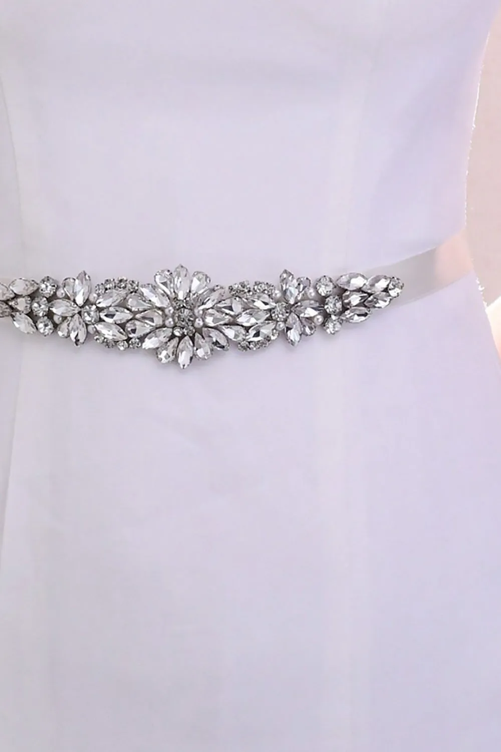 Simple Satin Sash With Rhinestones