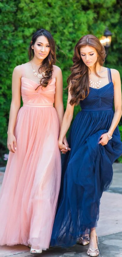 Simple Tulle A-line Bridesmaid Dresses, Bridal Party Dresses