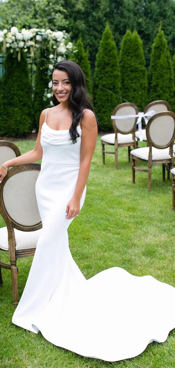 Spaghetti Straps Simple Wedding Dresses, Cheap Wedding Dresses, Outdoor Wedding Dresses