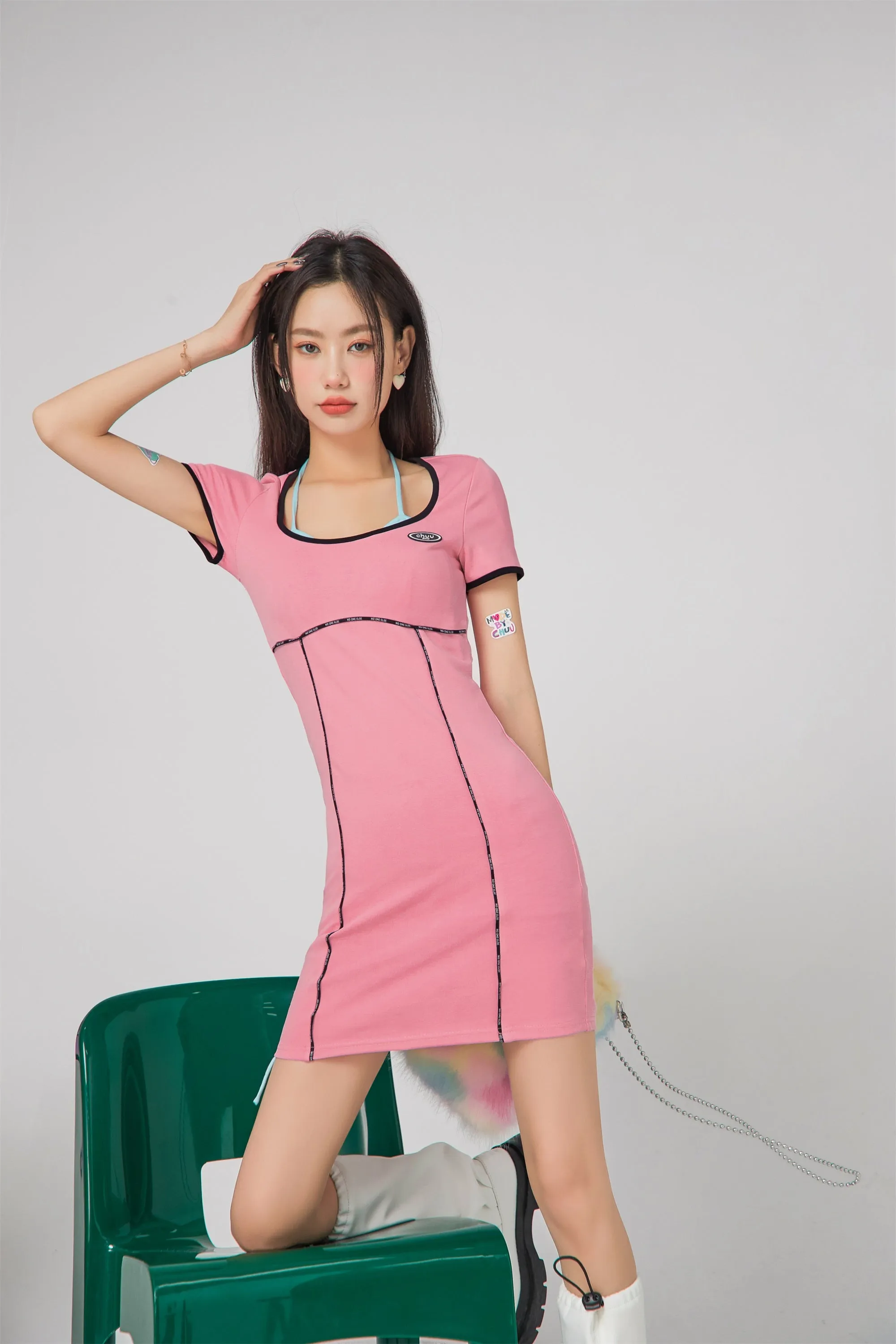 Square Simple Line Mini Dress