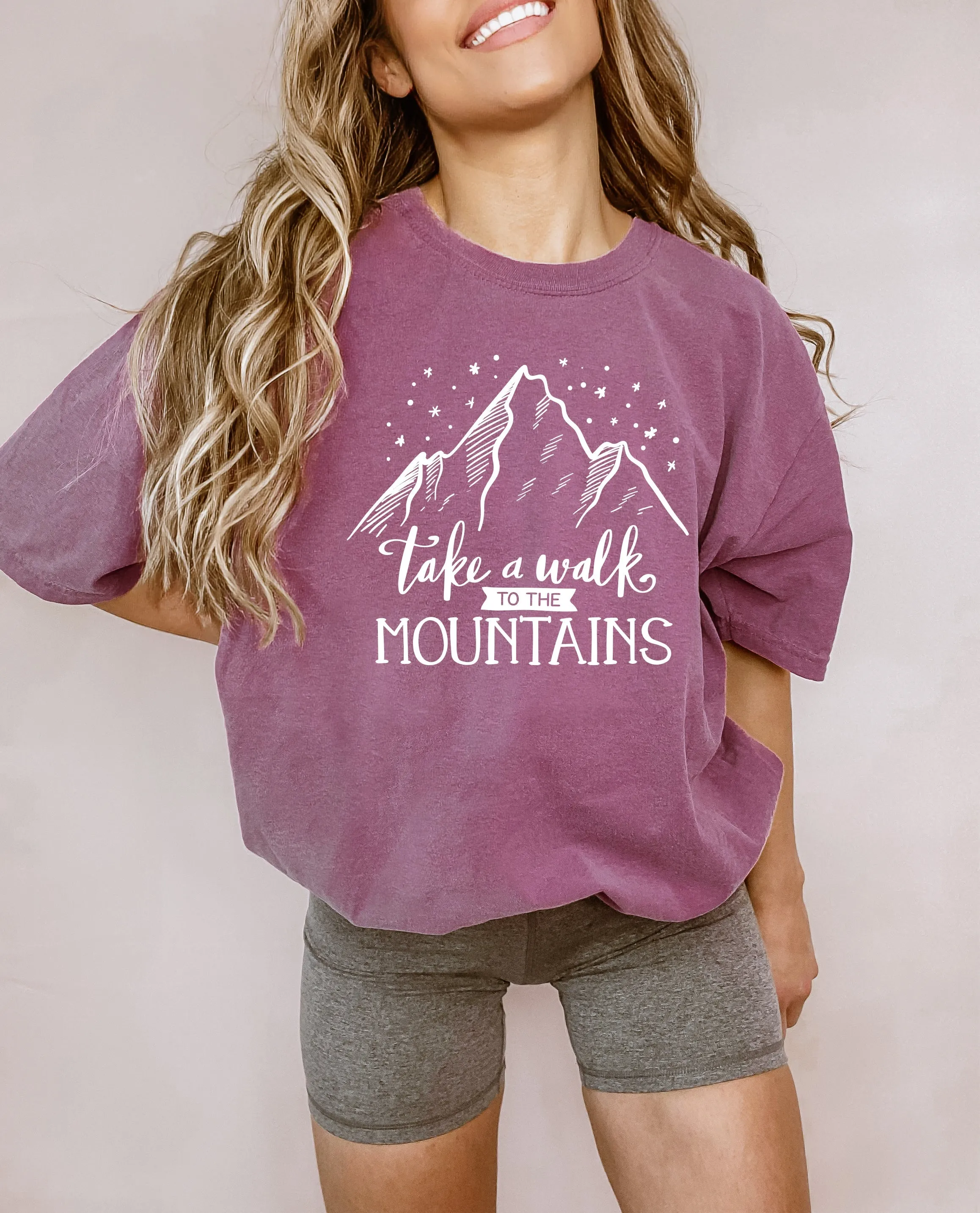 Take a walk to the mountains Camping Hiking Comfort Colors T Shirt