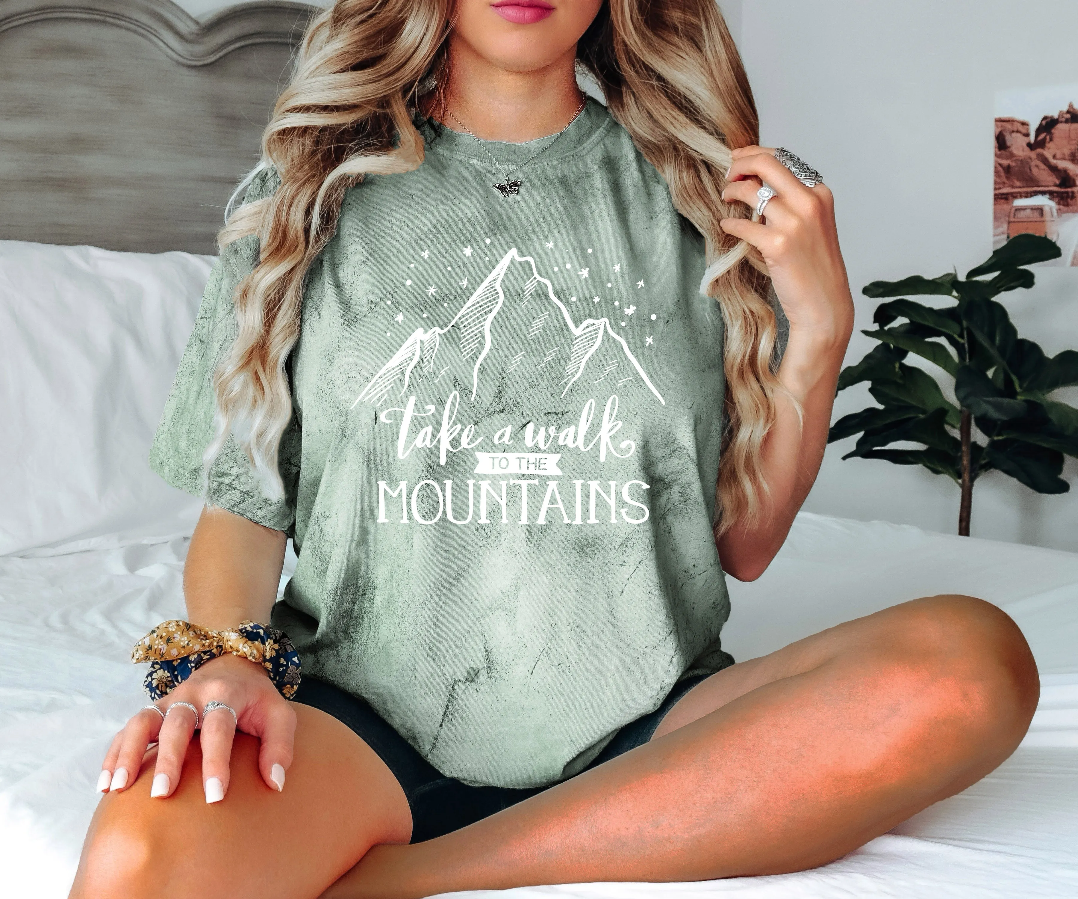 Take a walk to the mountains Camping Hiking Comfort Colors T Shirt