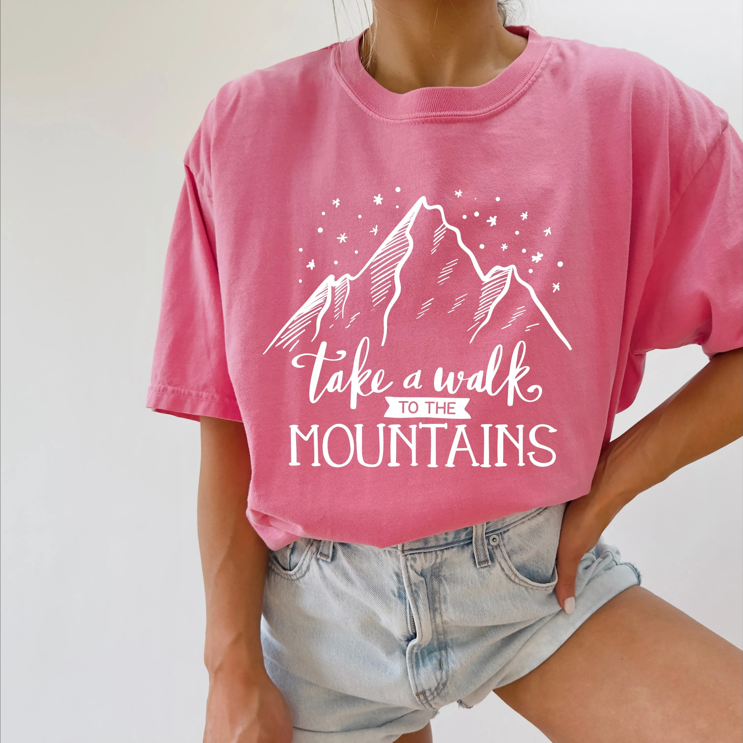 Take a walk to the mountains Camping Hiking Comfort Colors T Shirt