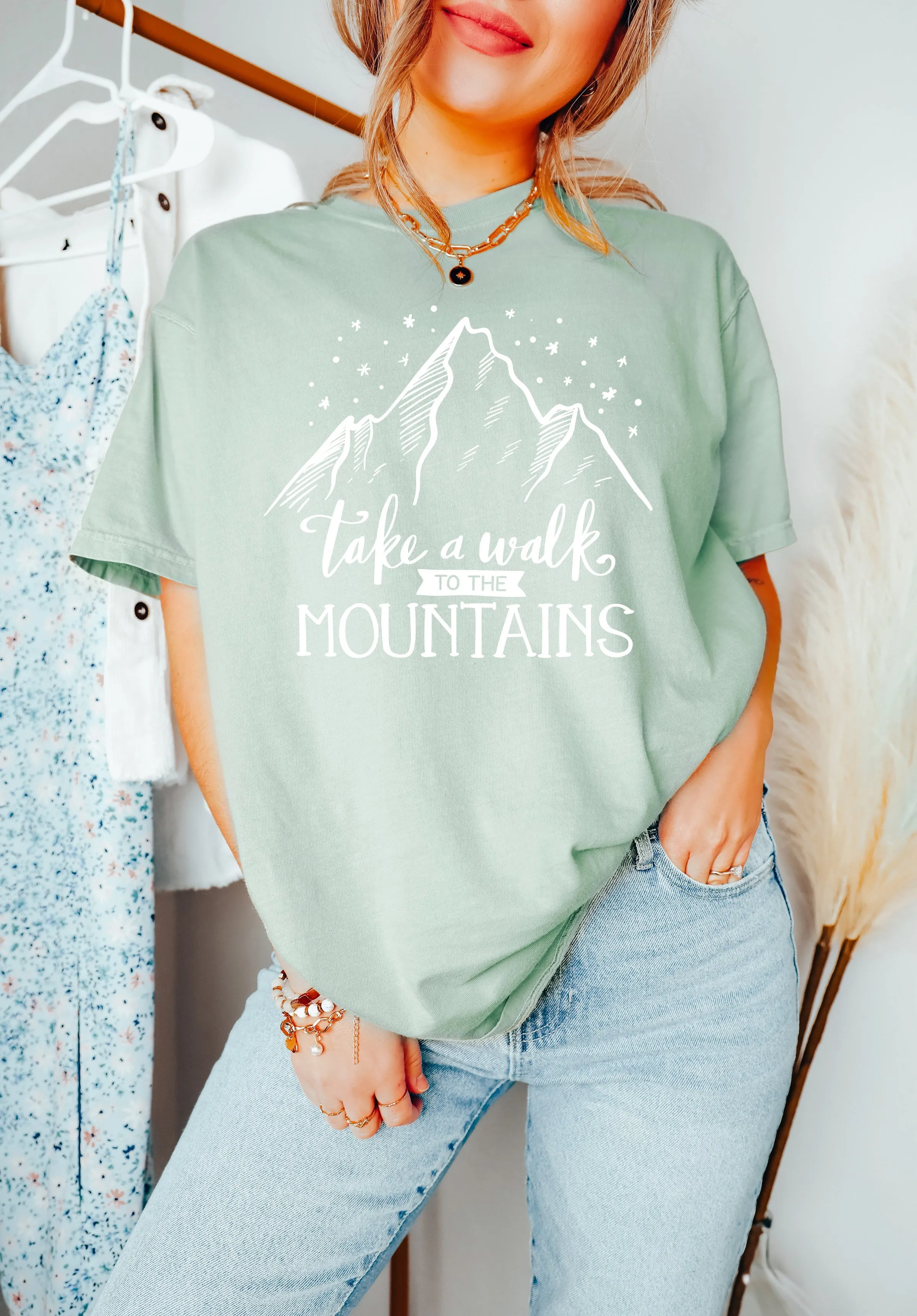 Take a walk to the mountains Camping Hiking Comfort Colors T Shirt