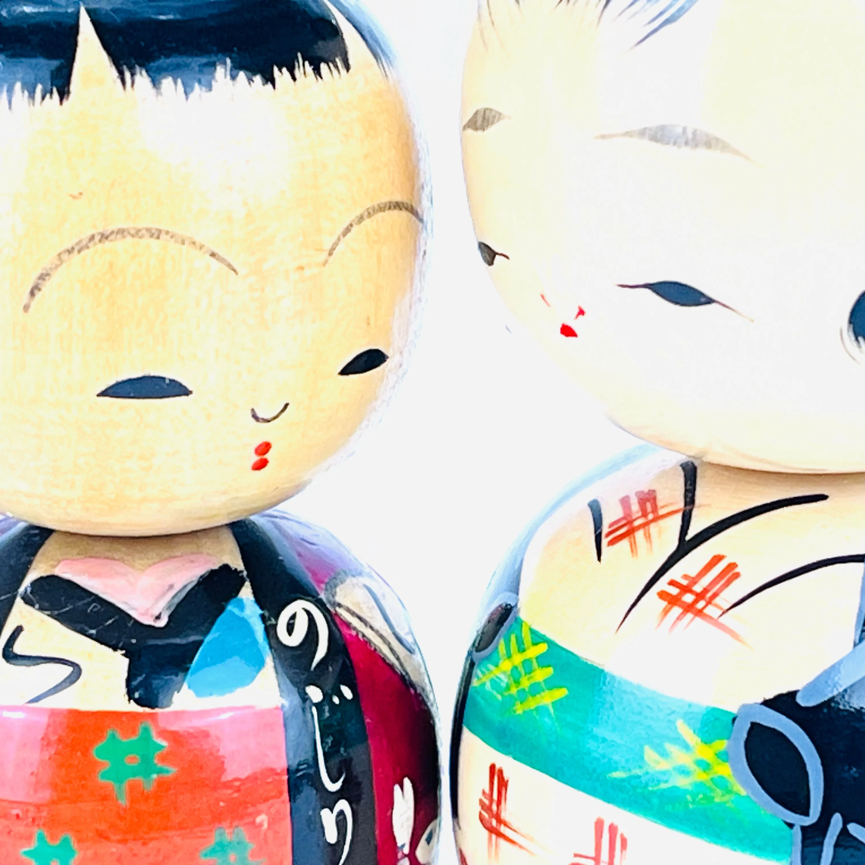 Vintage Japanese Kokeshi Pair Wooden Dolls"