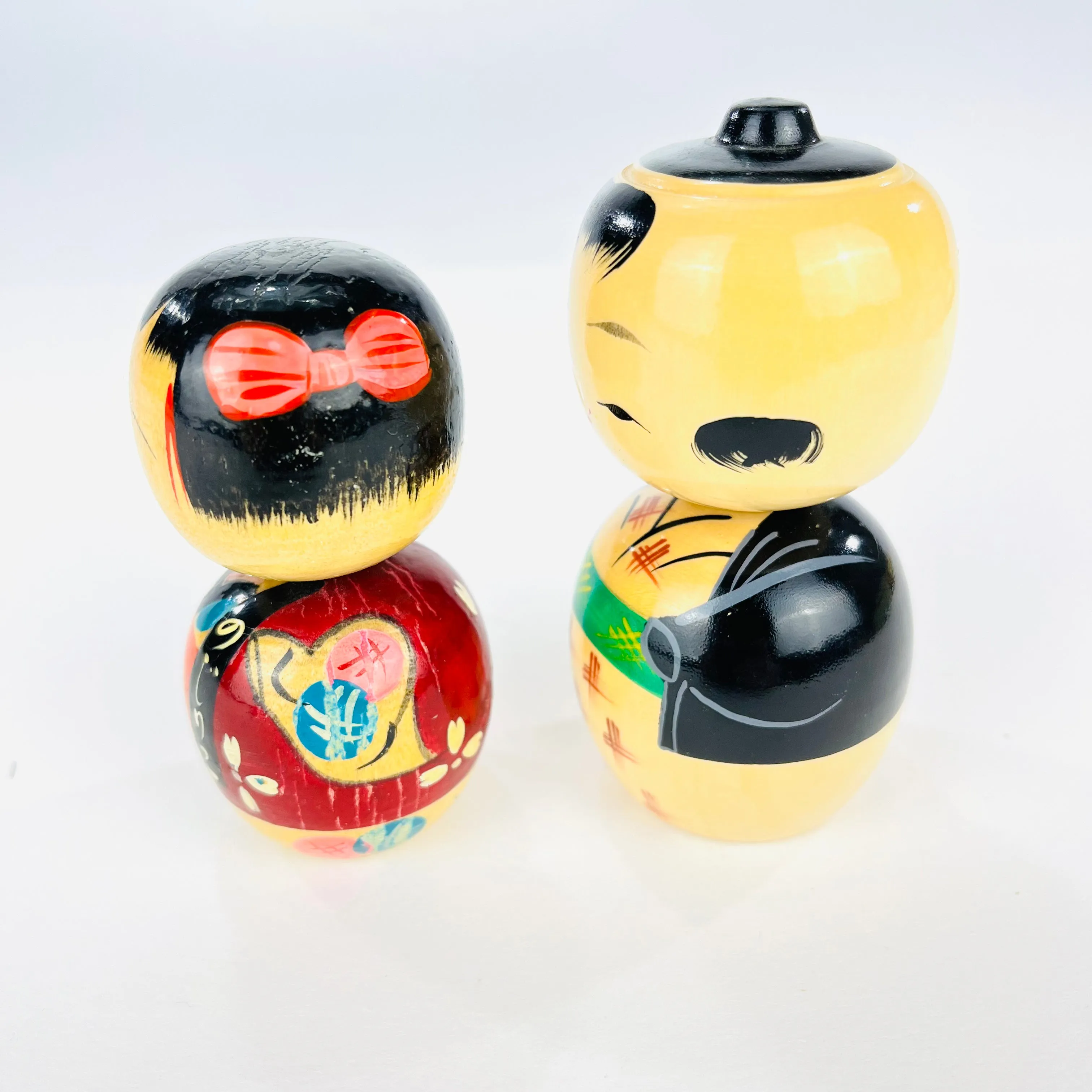 Vintage Japanese Kokeshi Pair Wooden Dolls"