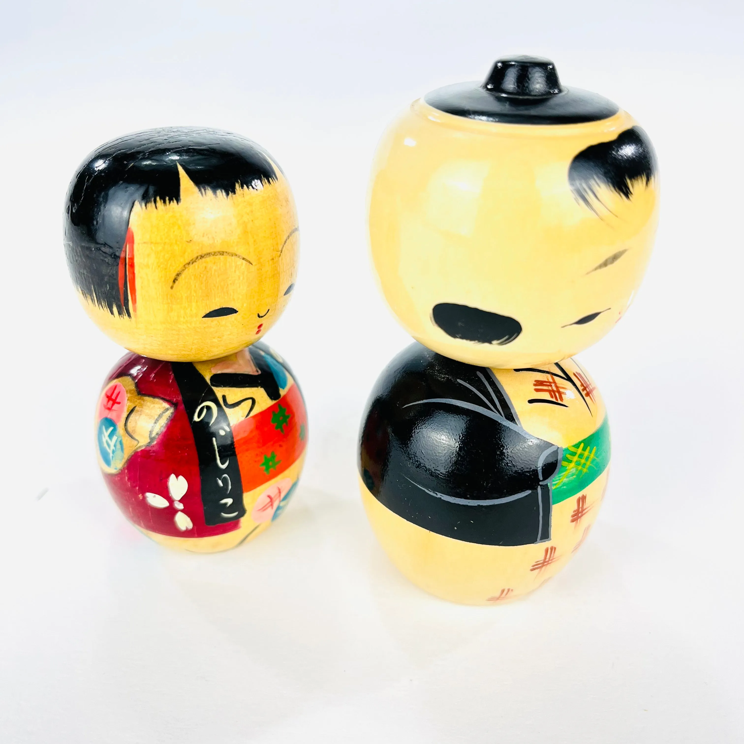 Vintage Japanese Kokeshi Pair Wooden Dolls"