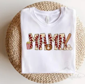 White Soft Style Baseball Mama Shirt/  Baseball Mom Soft Style Tee