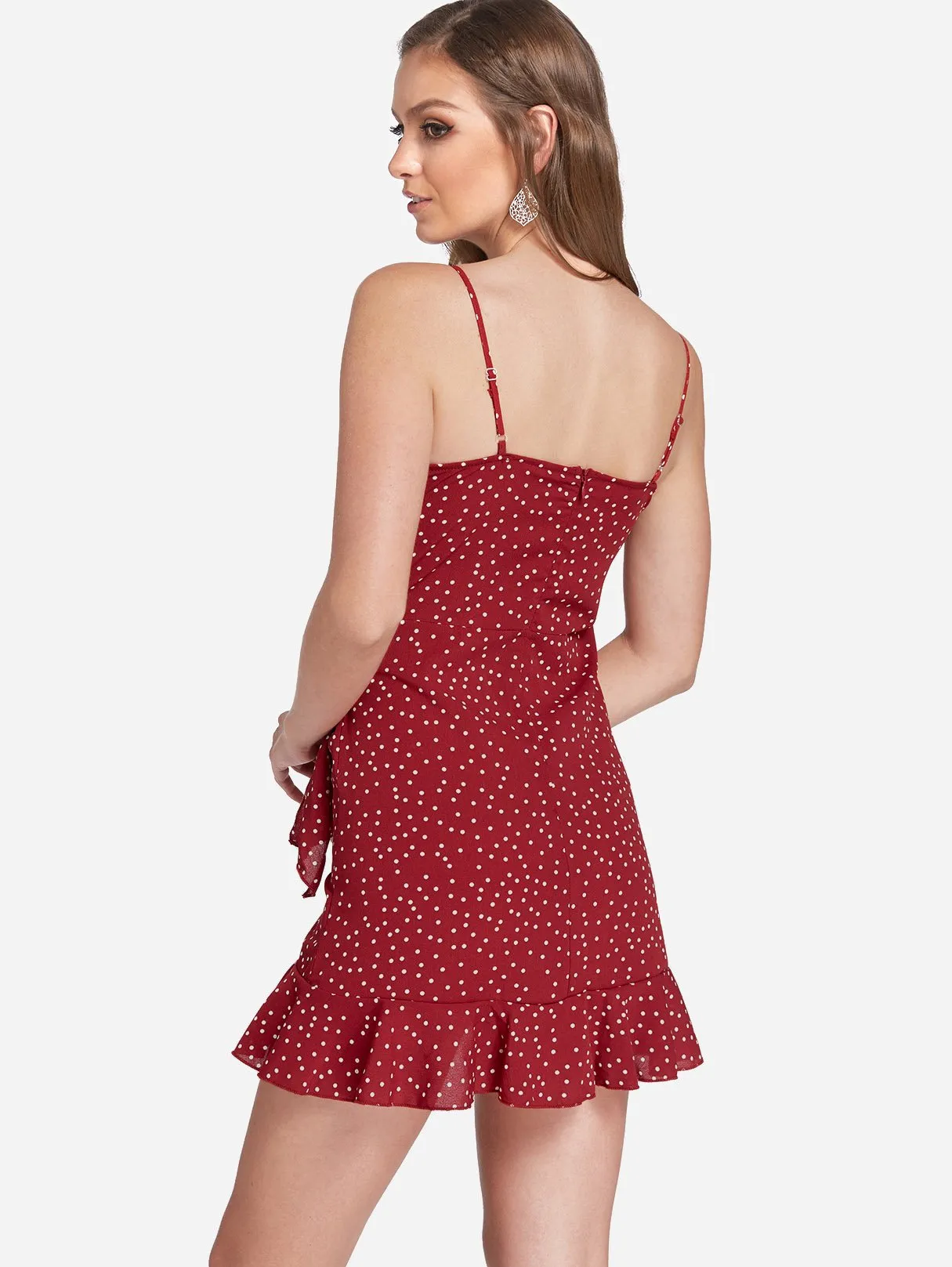 Wholesale Sleeveless Polka Dot Backless Self-Tie Casual Dresses