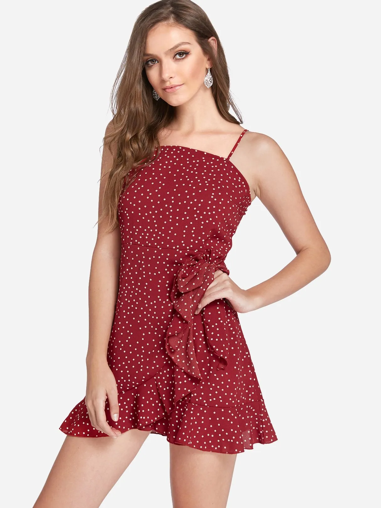 Wholesale Sleeveless Polka Dot Backless Self-Tie Casual Dresses