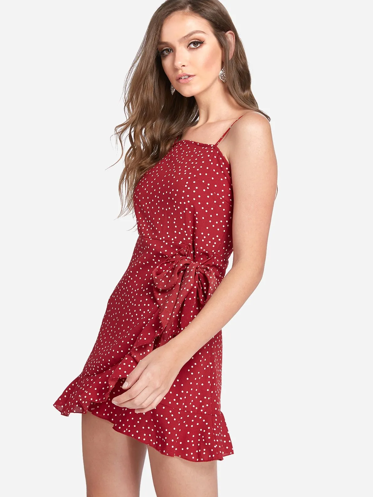 Wholesale Sleeveless Polka Dot Backless Self-Tie Casual Dresses