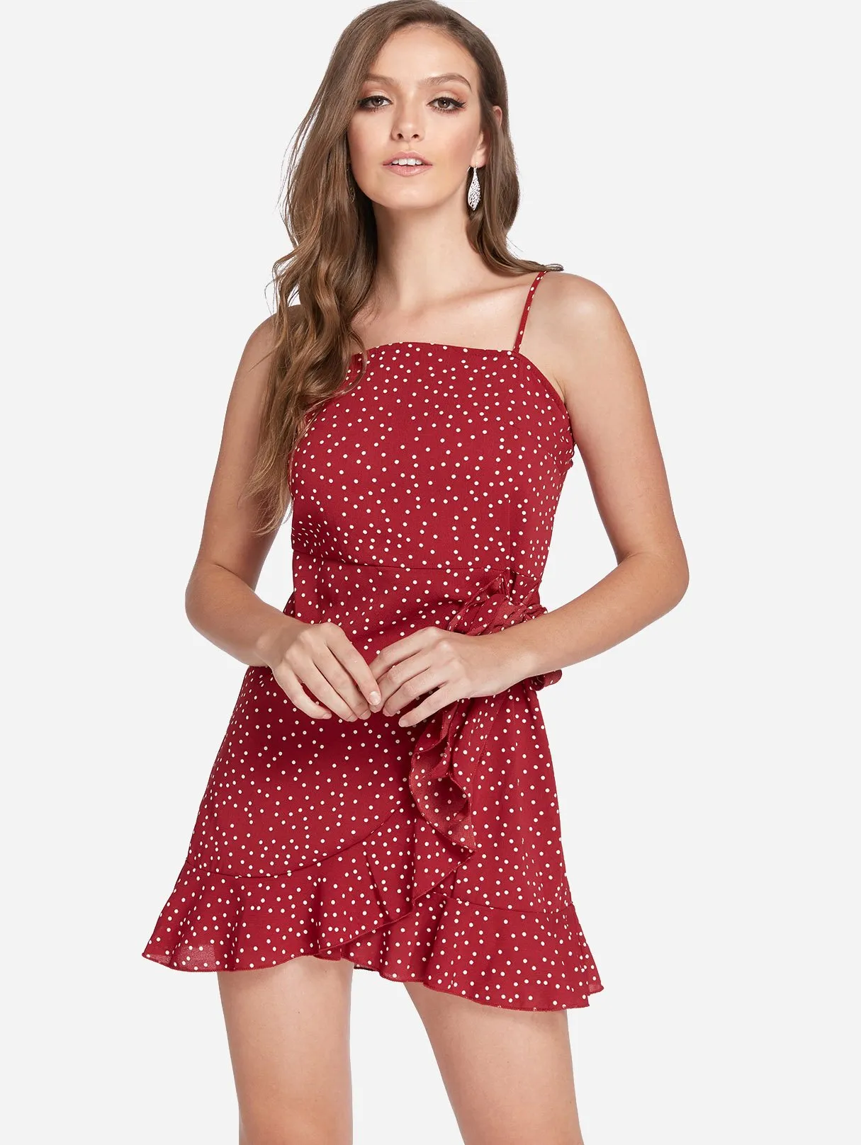 Wholesale Sleeveless Polka Dot Backless Self-Tie Casual Dresses