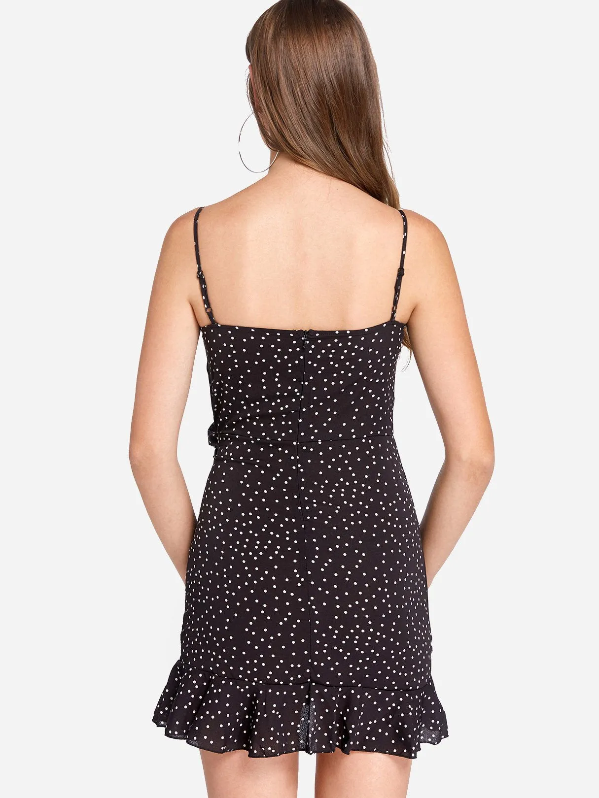 Wholesale Sleeveless Polka Dot Backless Self-Tie Casual Dresses