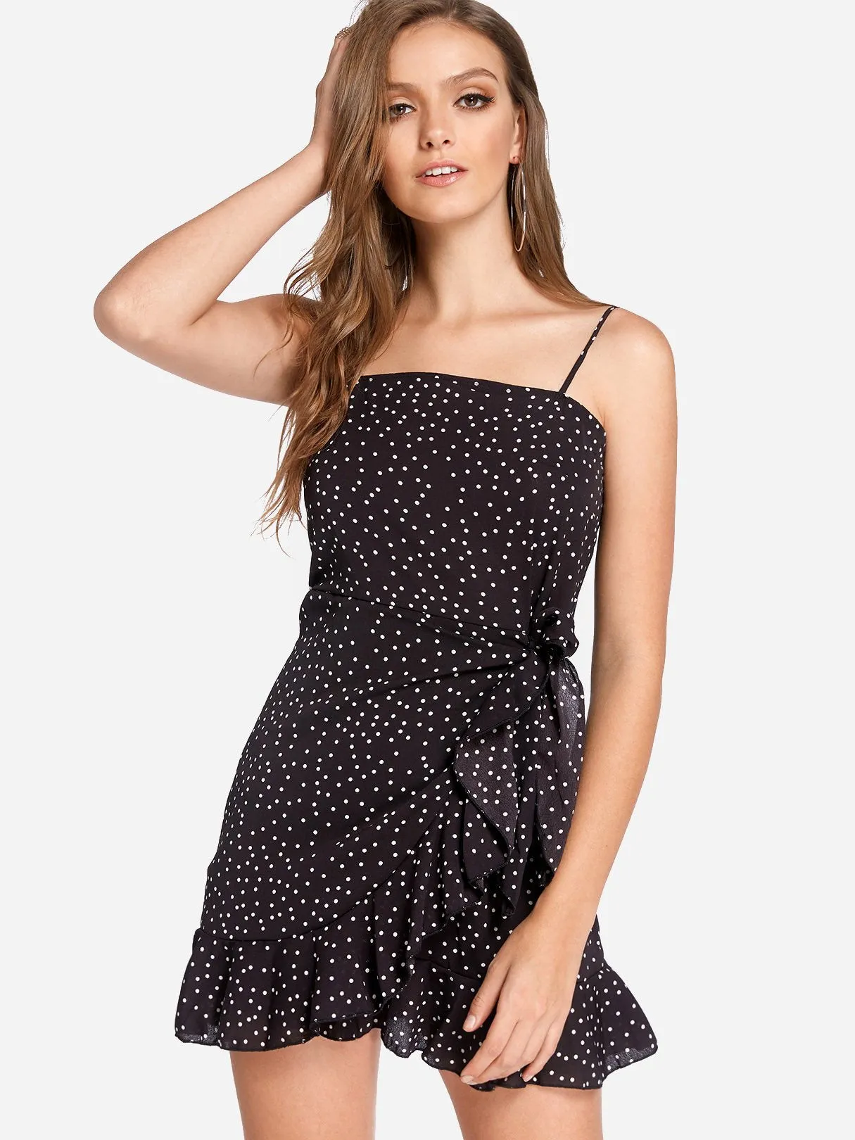 Wholesale Sleeveless Polka Dot Backless Self-Tie Casual Dresses