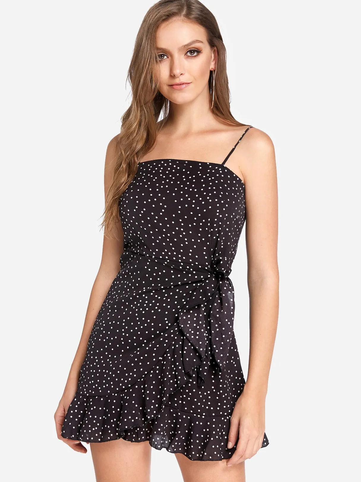 Wholesale Sleeveless Polka Dot Backless Self-Tie Casual Dresses